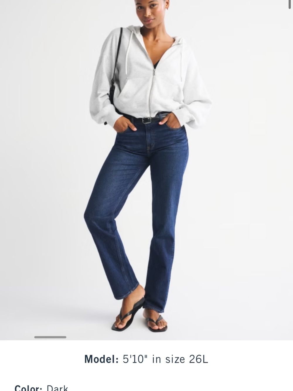NWT Abercrombie & Fitch Curve Love Mid Rise 90s Straight Jean Dark 28 Regular